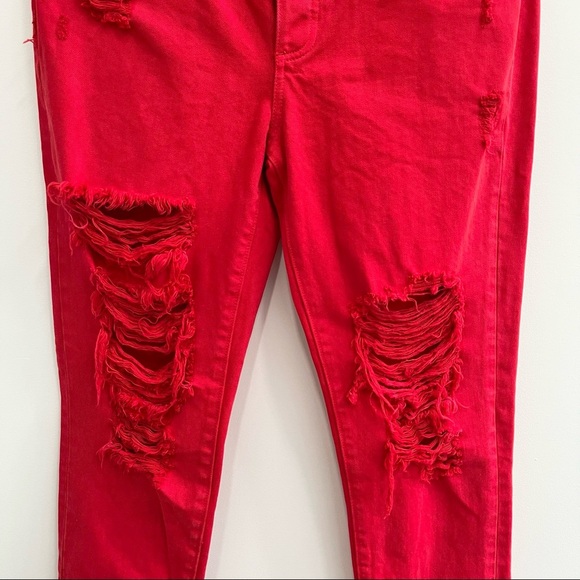 Lucky Brand Red Sienna Slim Boyfriend Jeans distressed destroyed size 6 - Picture 6 of 12